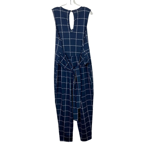 Lilac Clothing Women's Jumpsuit With Tie Waist Size XL Blue Windowpane Stretch - Picture 7 of 9